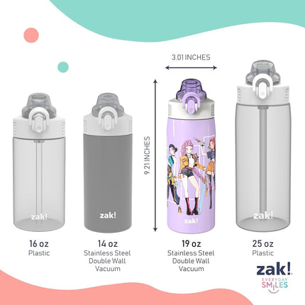 Zak Designs Kpop Demon Hunters Sage 19oz Leak-Proof Straw Kids Water Bottle