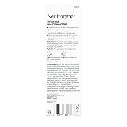 Neutrogena Hydro Boost Hydrating Concealer, 10 Fair 0.12 Oz