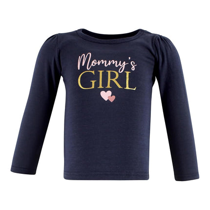 Hudson Baby camisetas de manga larga para bebés, niña, rosa, azul marino, de 6 a 12 meses