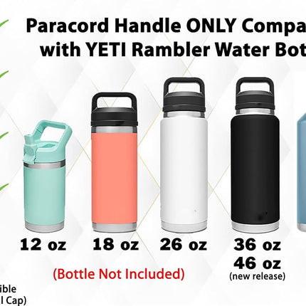 One MissionX Paracord Handle Compatible with Yeti Rambler 36oz 26oz 18oz 12oz 46oz Water Bottles, Durable Carrier Strap - Holder(Forest Camo/Comp+Starter)