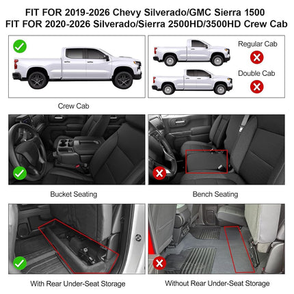 LUMWAY Floor Mats for 2019-2026 Chevy Silverado & Sierra 1500