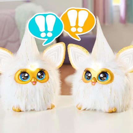 Furby Gold Glam Interactive Plush Toys for 6 Year Old Girls & Boys & Up, Voice Activated Animatronic, Speaks English & Furbish, White