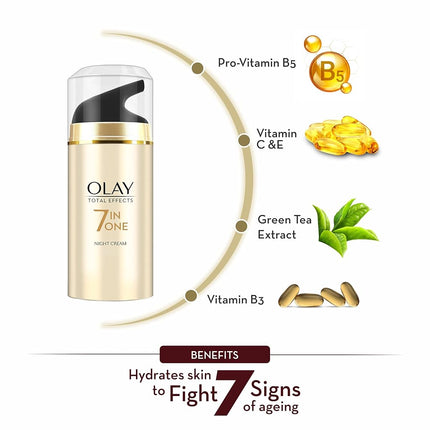 Olay Total Effects Night Firming Facial Moisturizer Treatment 1.7 Fl Oz, Packaging May Vary