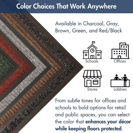 NoTrax 117 Heritage Rib Entrance Mat, for Lobbies and Indoor Entranceways, 3' Width x 5' Length x 3/8" Thickness, Gray