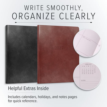 Gallery Leather Large Monthly Planner 2026-2027 Acadia Black
