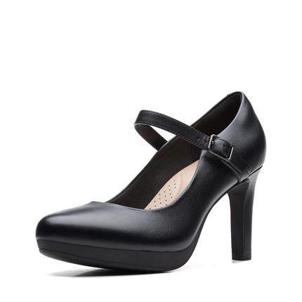 Clarks Women's Ambyr Joy Pump, Black Leather, 9 Wi