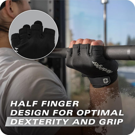 Harbinger Pro Gloves 3.0 - High Performance Training Gloves with Enhanced Grip, Breathable 4-Way Stretch, Leather Reinforcements, Adjustable Wrist Closure, Weightlifting, Crossfit, Gym, Black, Small
