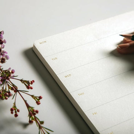 Pinesman - Elegant Undated Weekly Planner Pad, Tear Off Sheets, Minimalist, Weekly to Do List Notepad, Daily Schedule Desk Planner - 11.22" x 7.87”
