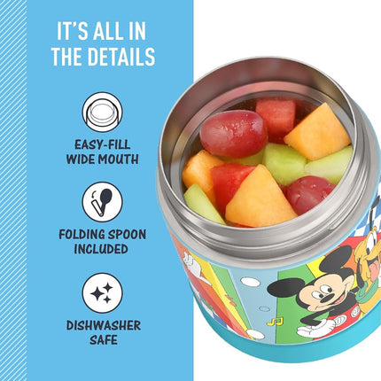 Thermos FUNTAINER 10 Ounce Stainless Steel Vacuum Insulated Kids Food Jar with Spoon, Preschool Mickey