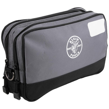KLEIN TOOLS 55583 Tool Pouch Zipper Bag, Dual Compartments, 12-Inch x 7-Inch Heavy Duty Tool Bag Organizer, Multipurpose for Tools to Crafts