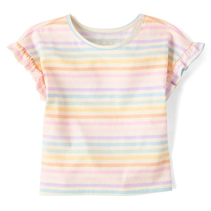 The Children's Place Baby Girls' and Toddler Short Sleeve Flutter Shirt, Strawberry, 18-24 Months