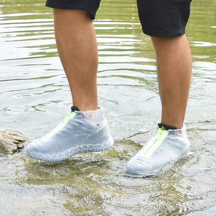 Shiwely Silicone Waterproof Shoe Covers, Upgrade Reusable Overshoes with Zipper, Resistant Rain Boots Non-Slip Washable Protection for Women, Men (M (Women 5-7, Men 5-6), White)