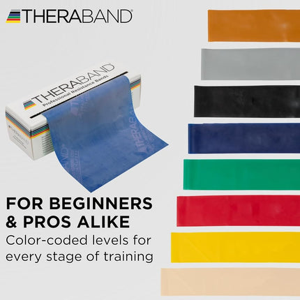 TheraBand Resistance Bands, 5.5m Roll Professional Latex Elastic Band For Upper & Lower Body, Core Exercise, Physical Therapy, Pilates, Home Workouts, Rehab, Blue, Extra Heavy, Intermediate Level 5