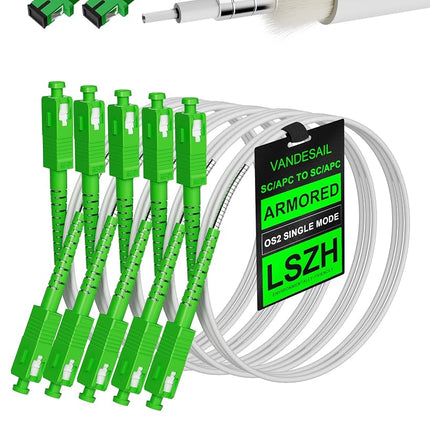 VANDESAIL 5Pack Armored SC/APC to SC/APC Fiber Opt