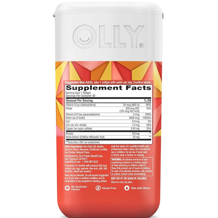 OLLY Ultra Strength Hair Softgels, Supports Hair Strength, Health and Growth, Biotin, Keratin, Vitamin D, B12, Hair Supplement, 30 Day Supply - 30 Count (Packaging May Vary)