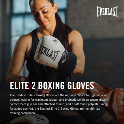 Everlast Elite 2 Boxing Gloves (Black/Gold, 8oz)