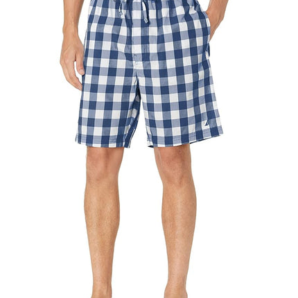 Nautica Men's Soft Woven 100% Cotton Elastic Waistband Sleep Pajama Short, Blue Depths, Medium