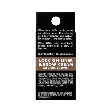 e.l.f. Lock On Liner And Brow Cream, Lines Eyes & Defines Eyebrows, Medium Brown, 0.19 Oz (5g)