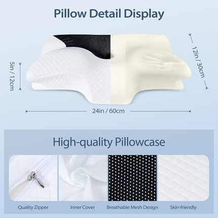 HOMCA Cervical Pillow, Ergonomic Memory Foam Neck Pillow for Pain Relief