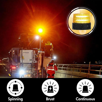 LE Sircut LE228 (Mini) — Amber LED USB Rechargeable Strobe Beacon | Selectable Rotation & Flash Modes | Strong Magnetic Base for Car • Truck • Emergency • Construction | Energy Class A++
