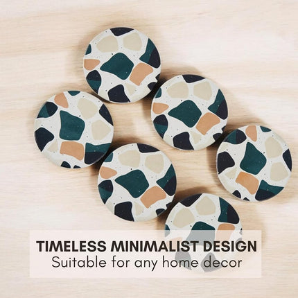 Terrazzo Coasters Set of 6, Colorful Boho Absorbent Ceramic Coasters