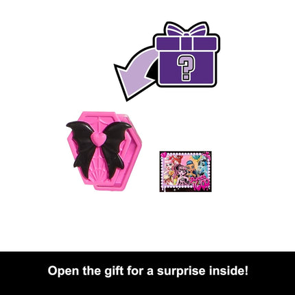 Monster High Scary Sweet Birthday Doll, Draculaura in Pink Party Dress with Themed Accessories Like Invite, Balloon, Gift, Fan and More