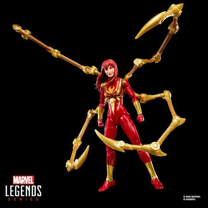 Marvel Legends Series Magic: The Gathering Mary Jane Watson (Iron Spider), Spider-Man Action Figure and Exclusive Foil Trading Card, Red