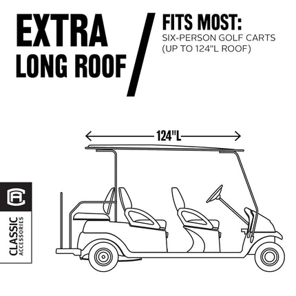 Classic Accessories Fairway Extra Long Roof 6-Person Golf Cart Quick-Fit Cover