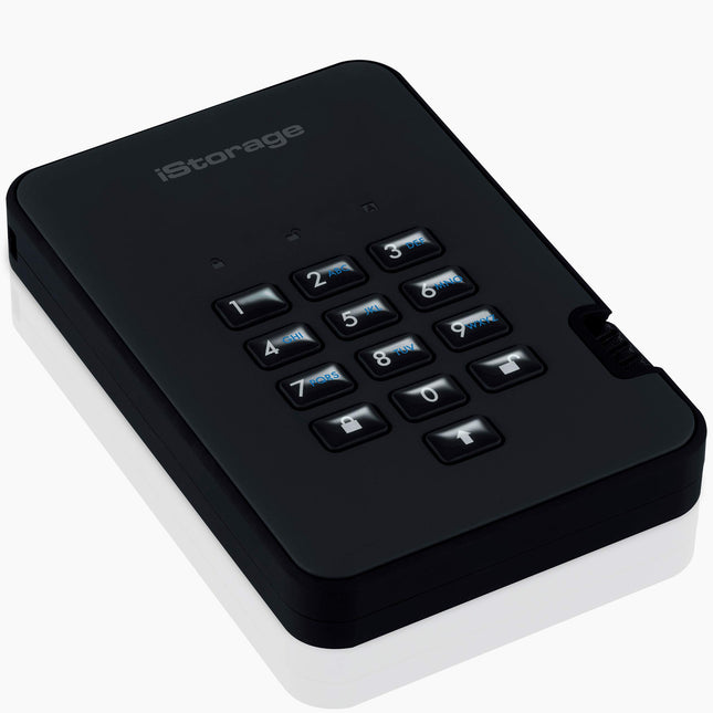 iStorage diskAshur2 HDD 2 To Noir – Disque dur portable sécurisé – Protégé par mot de passe – Résistant à la poussière et à l'eau – Chiffrement matériel