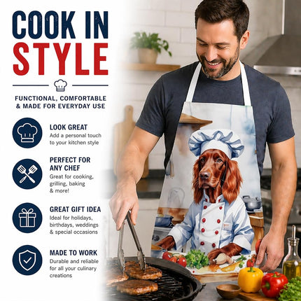 Caroline's Treasures Irish Setter The Chef Apron Cooking Kitchen Server Baking Crafts Gardening for Adult Women Men, Unisex, Large, Multicolor