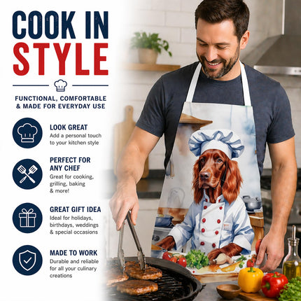 Caroline's Treasures Irish Setter The Chef Apron Cooking Kitchen Server Baking Crafts Gardening for Adult Women Men, Unisex, Large, Multicolor