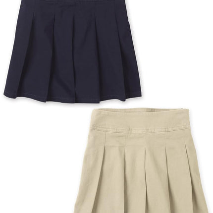 The Children's Place Lote de 2 faldas pantalón plisadas para niña, Sandy/Tidal, 2 unidades, 6-7 años Delgado