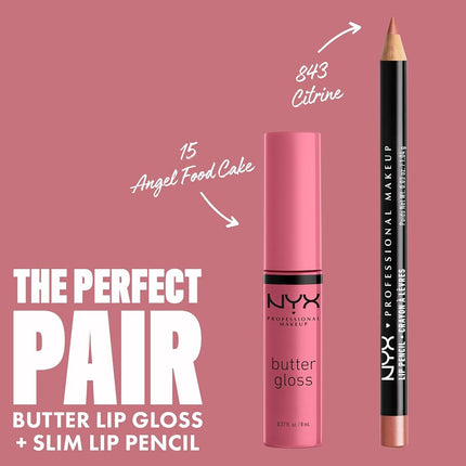 NYX PROFESSIONAL MAKEUP Butter Gloss, Lip Gloss, Non-Sticky - Angel Food Cake (True mauve)