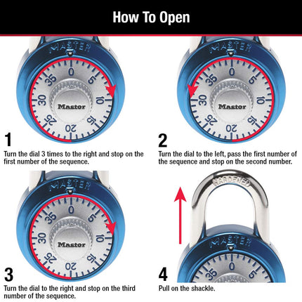 Master Lock 1561DAST Locker Lock Combination Padlock, Assorted Colors, 1 Pack