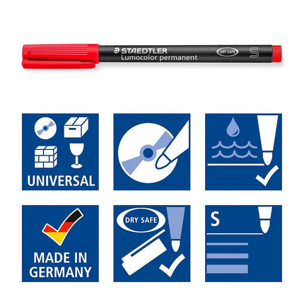 Staedtler 313 WP6 Lumocolor Universal Permanent Superfine Pens - Assorted Colours