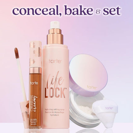 tarte life lock hydrating setting spray – 10-in-1 Weightless Mist to Hydrate & Lock Long-Lasting Makeup, Waterproof, Sweatproof & Transfer-Resistant, Vegan & Cruelty-Free, travel size