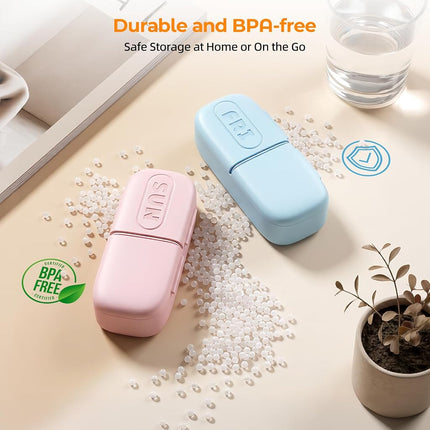 Daviky Magnetic Pill Organizer 2 Times a Day, Weekly AM PM Pill Case, Pill Box 7 Day with Magnets and Stand, Large Medicine Organizer for Medication, Vitamins and Supplements, Macaron
