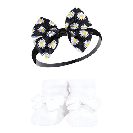 Hudson Baby Girl's Headband and Socks Giftset, Black Daisy, One Size
