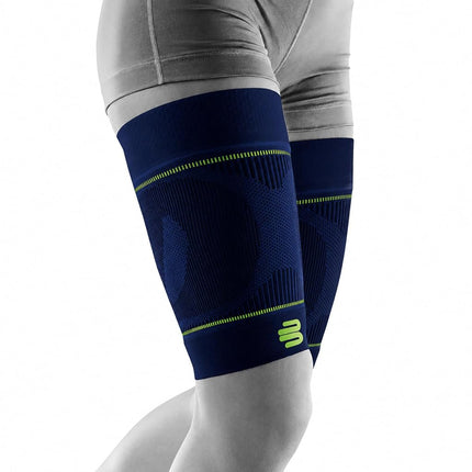 Bauerfeind Sports Compression Upper Leg Sleeves (1 Pair) - Thigh & Hamstring Sleeves for Improved Blood Circulation & Recovery - Thigh Wrap for Quad Support (Navy Blue, X-Large, X-Long)
