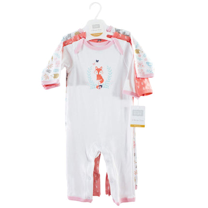 Hudson Baby Baby Cotton Union Suit, 3 Pack, Woodland Fox, 18 Months