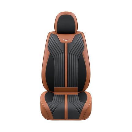 FLORICH Fundas de asiento, juego completo de fundas de asiento marrones, impermeables, cojín de asiento de cuero para automóvil, protector de asiento de automóvil, ajuste universal para la mayoría de automóviles, camiones, SUV, marrón y negro