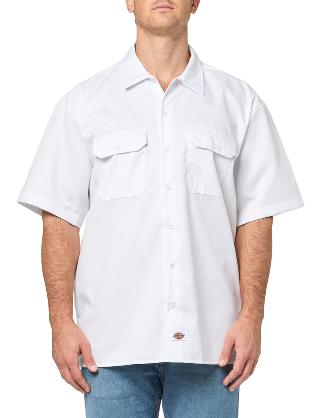 Dickies Mens Short Sleeve Work Shirt, White, 4X-La
