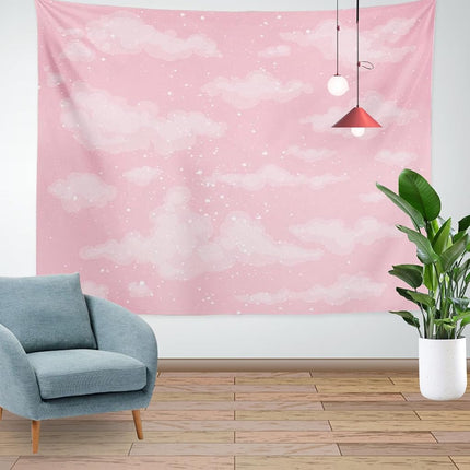 Lshtar Pink Sky Tapestry, Tapisserie décorative Mignon Ciel Rose Nuage Air Fond Belle Beauté Jour Lumineux Tenture Murale 80 L x 60 l, Pour Chambre Mignon Ciel Rose 05