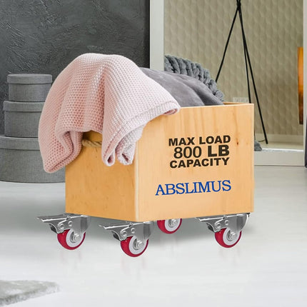 ABSLIMUS 2 inch Casters Load 800lbs, Set of 4 with Brake, Advanced Polyurethane (PU) Floor Protection, Noise-Free 360 Degree Swivel Plate, Set of 4 (Includes Complete Screws Sets with Accessories)