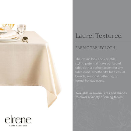 Elrene Home Fashions Laurel Solid Texture Water and Stain Resistant Table Cloth Tablecloth, 60''X84'' Rectangle, Ivory