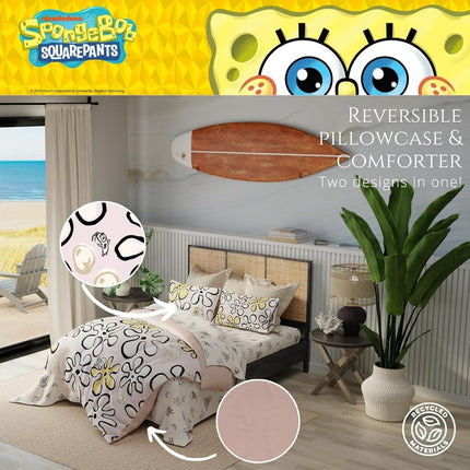 Franco Comforter and Sheet Set, Recycled Polyester, Spongebob Squarepants, 5 Piece King Size