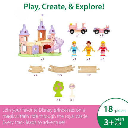 BRIO Disney Princess Castle Train Set for Kids Age 3 Years Up - Compatible with all BRIO Railway Sets & Accessories - Gifts for Girls
