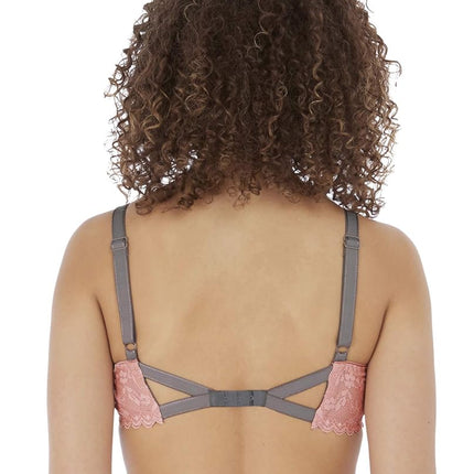 Freya Women's Offbeat Underwire Plunge Bra, Sheer, Rosehip, 36DD