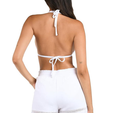 La Blanca Womens Beach Short Swimsuit Cover Up, White//Seaside Covers, XS