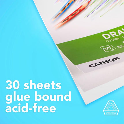 Canson Graduate Drawing Pad, Foldover, 11x14 inch, 30 Sheets | Artist Paper for Adults and Students - Drawing, Sketching and Art Journaling